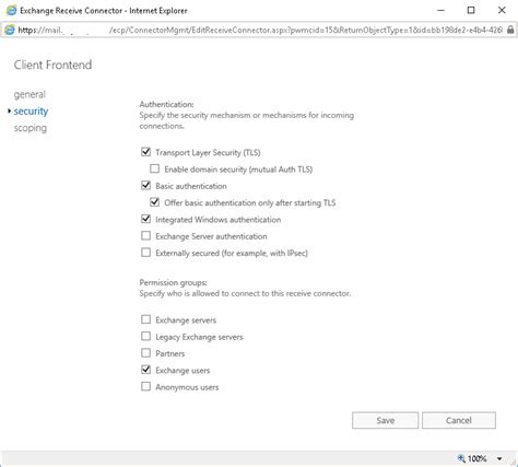 exchange 2016 authentication